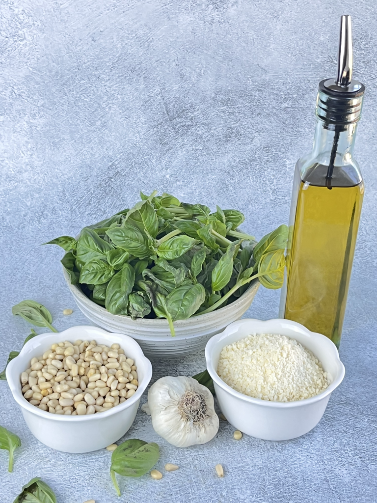 Fresh basil pesto ingredients